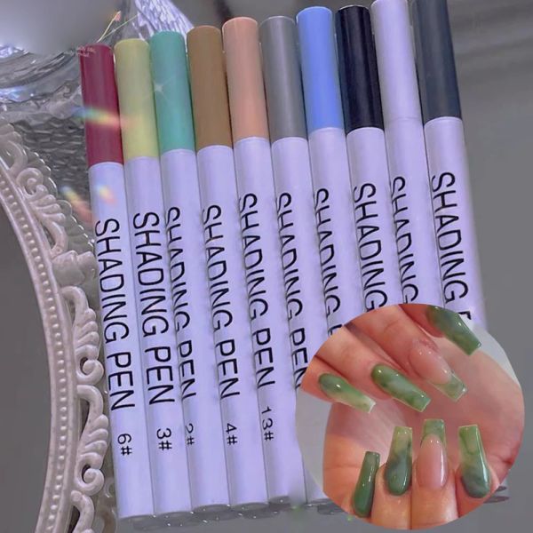 Gel 10pcs blühen Rauch Maniküre Stift Set 10 Farben UV GEL NAGEMUDGE TIND Zeichnung Stift DIY abstrakte Malerei Nagelwerkzeug Graffiti Stift*