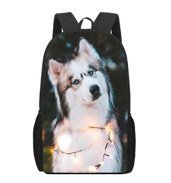 Sırt çantası husky köpek komik serin 3d baskı okulu erkek kızlar için genç çocuklar kitap çanta rahat omuz çantaları 16inch satchel mochila3108757