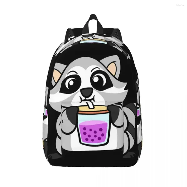 Sırt çantası sevimli racoon öğrenci karikatür süt çay hafif backpacks polyester güzel lise çantaları egzersiz özel sırt çantası