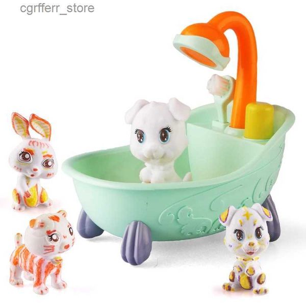 Baby Bad Spielzeug DIY -Haustiermalerei Doodle Pet Frosted Tierspielzeugset Kommen Sie und baden Sie Ihr Haustier Graffiti handgefertigtes Spielzeug für Kinder Geschenke L48