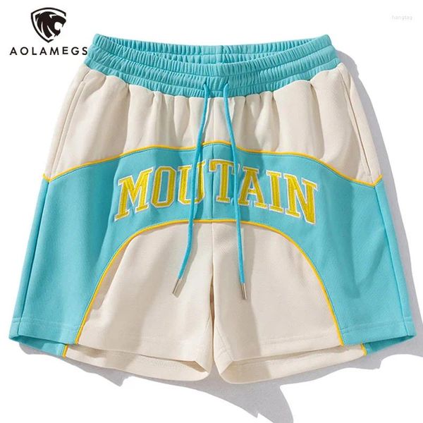 Shorts masculinos homens esportam cartas bordadas em emenda de emenda Sorto de moletom Baggy Basketball Joggers Hip Hop Retro verão calças curtas