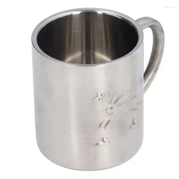 Tazza tazza tazza facile da pulire il tè robusto in acciaio inossidabile in acciaio inossidabile a doppia parete da 220 ml design per la bocca squisito con manico per