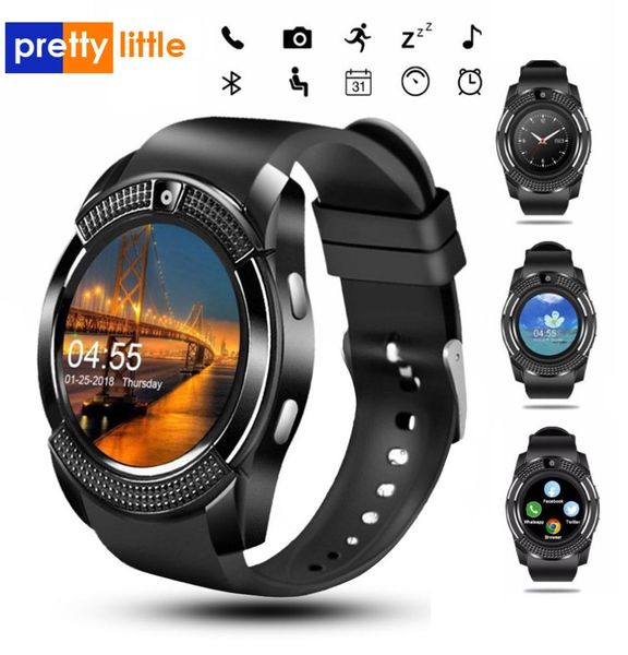 Sport Männer Smart Watch V8 SIM -Karte Android -Kamera Runded Answers Call Dial Call SmartWatch Heart Fitness Tracker1534813