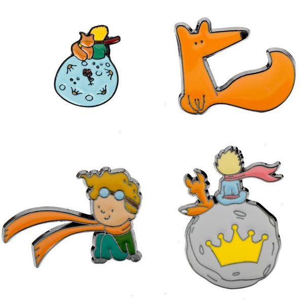 Petit Prince Pin Pin Pin Roupos de broche personalizados Fox Rose Planet Animal Blenge para Bag Lapel Jewelry Gift for Kids Friends