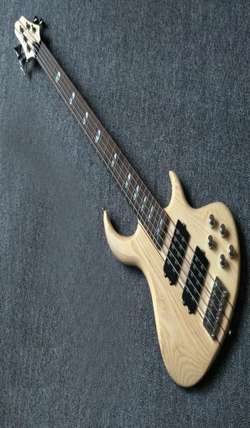 Custom Shop Natural Wood Elektro -Bassgitarre 24 Bünde Hals durch Körpergitarrenchrom Hardware China Bass Gitarren 9604414