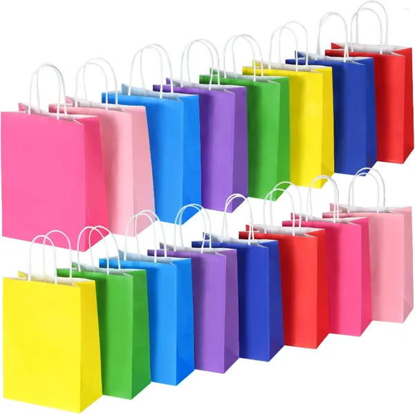 Geschenkverpackung 5pcs farbige Papiertüten Handheld Kraft rechteckige Süßigkeiten farbenfrohe Einkaufsfeier Geburtstagsdarsteller Weihnachten W.