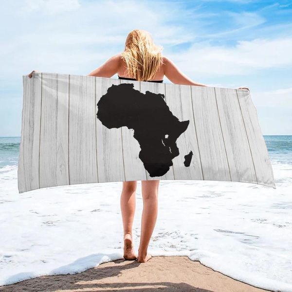 Towel Africa Mapa Retro 31x51inch Microfibra de praia Rápida de secagem de areia absorvente Acampamento Fitness Camping Fitness