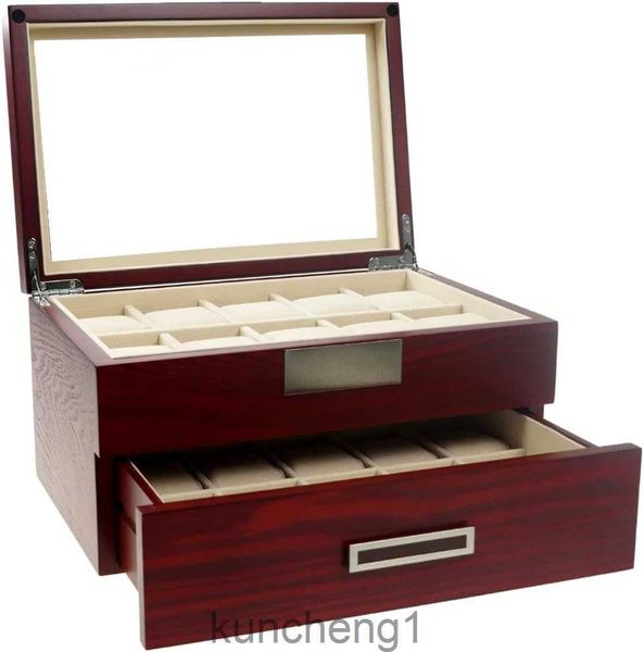 Вишневый дуб Wood 20 Slot Watch Case Case и Jewelry Box Organizer (Darling)