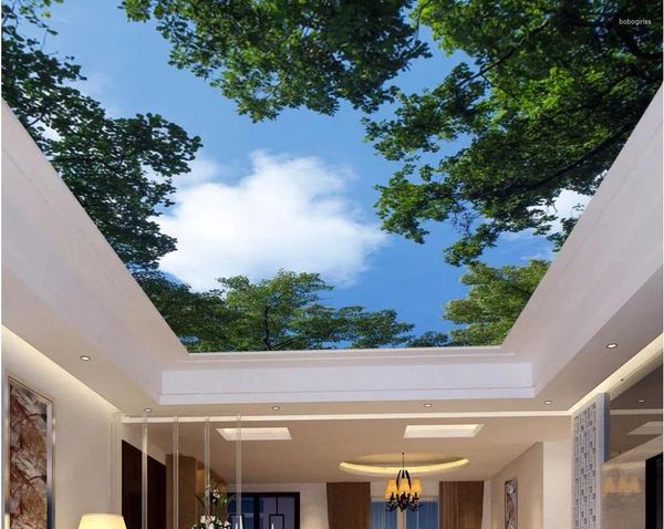 Sfondi personalizzati PO 3D Murales Murales Decorazioni per la casa foglie di pittura del cielo blu parete per soggiorno per soggiorno