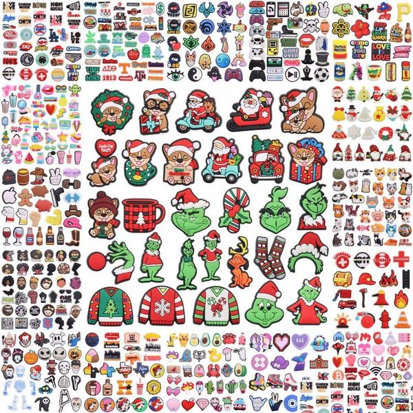 Accessori per parti di scarpe Accessori all'ingrosso 100pcs Pvc Christmas Cat Skl Fruit Blm Game Girl Power Word Wine Woman Charms for Kids Decorations Dhao6