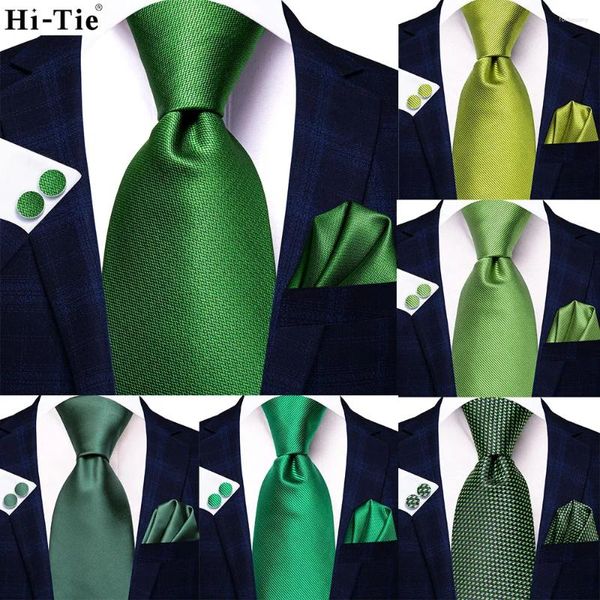 Papilli con arco hi-tie design verde solido cravatta di seta paisley per uomini handky getty regalo da uomo cravatta da uomo la festa della moda dropshipping per matrimoni