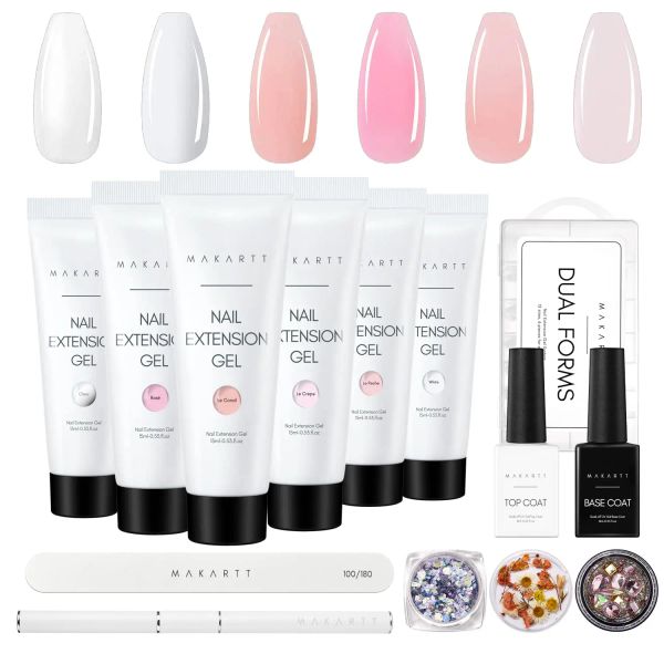 Gel Makartt Poly Unh Nail Gel Kit Acrílico Extensão Gel Melhoramento de unhas Clear Rosa Gel Trail Set Allinone Starter Kit