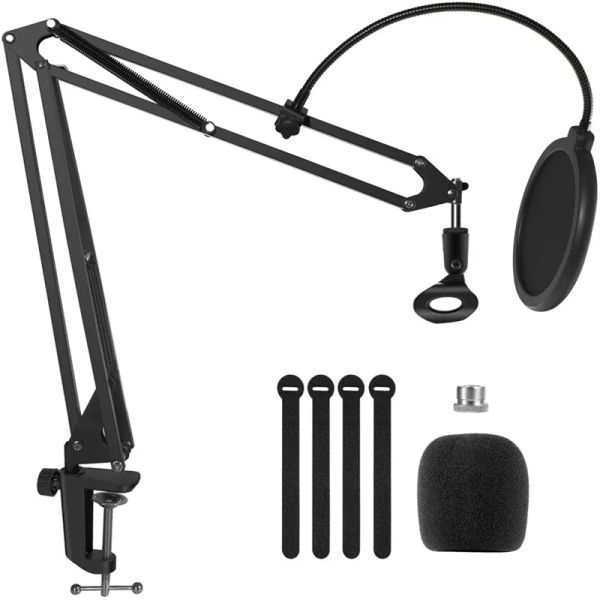 Acessórios Arm microfone Stand Atualizado o suporte de suspensão do suporte de braço pesado de microfone com filtro 3/8 