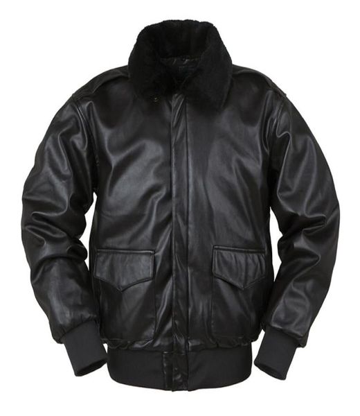 Uomo per bombardiere giacca in pelle di pelle US Air Force pilota A2 inverno imbottiti letterman vintage per moto pelliccia punk 2208163799632