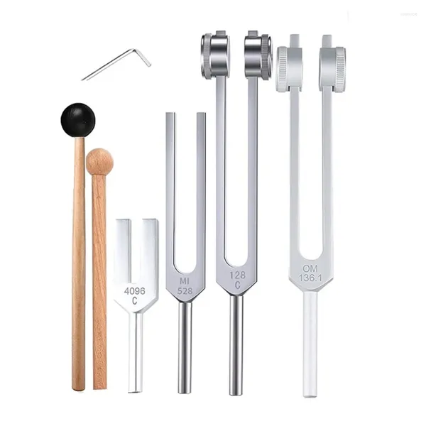 Bowls 4pcs Tuning Fork Set (128Hz 136,1Hz MI 528Hz 4096Hz) zur Heilung von Chakra -Sound -Therapie -Ablagerungen Stress