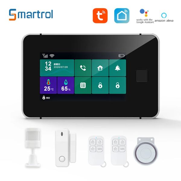 KITS SMARTROL Security Alarme System Tuya Smart GSM Sensor de alarme Kit sem fio Wi -Fi Home Burgar Alarm Motion Fumaça Sensor da janela da porta