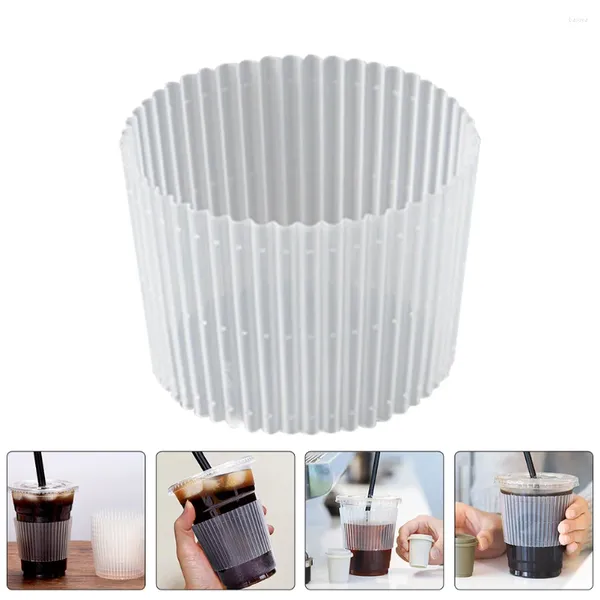 Nehmen Sie Container 100 Stcs Plastic Cup Sleeve Coffee Protector Nicht-Schlupfhülse aus Austauschbar