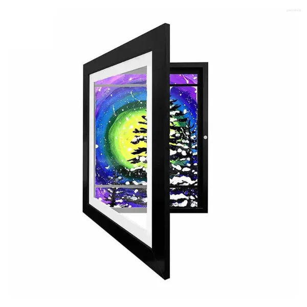 Çerçeveler ev flip po frame a4 boyutu ahşap boyama kağıt depolama ön açıklık 3D resim kutusu dekorasyon için