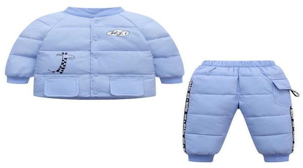 Kinder -Down -Sets 2pcs Down -Jacken und Hosenanzüge verdickte warme Winter Kleinkinder mit soliden blauen Kindern Down -Schichten Set G1023245N5460889