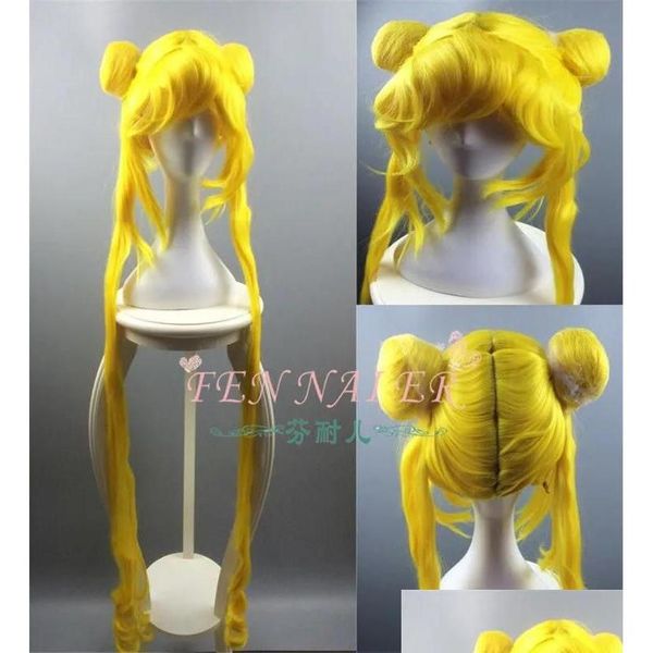 Synthetische Perücken Zitronengelbe Sailor Moon Cosplay Perücke 150 cm Straight Costumes Party Hair Girl Drop Lieferung Produkte Dhlxu