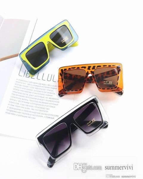 Crianças Óculos de sol de grãos de leopardo para meninas cor de retalhos de coloração quadrada de óculos de sol Goggles crianças UV 400 Eyewear Boys Cool Cyc9963177