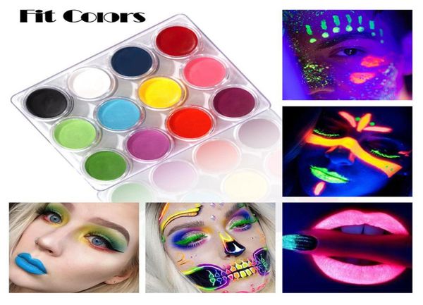 Fit Colors Halloween Makeup Acqua Solubile Crema di vernice per il corpo Crema di pittura a 12 colori Eyeliner Eyeliner Eyeshadow Glow Ultraviolet Dark Ultraviolet Lumi3899134