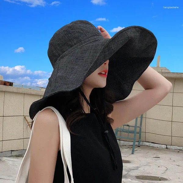 Berets Summer Cap Wide Brim 18cm льняные солнце