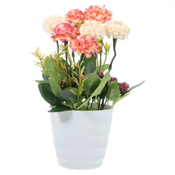 Flores decorativas Orquídeas brancas Pote de flores artificial Bonsai Faux Desktop Plant Falset Past