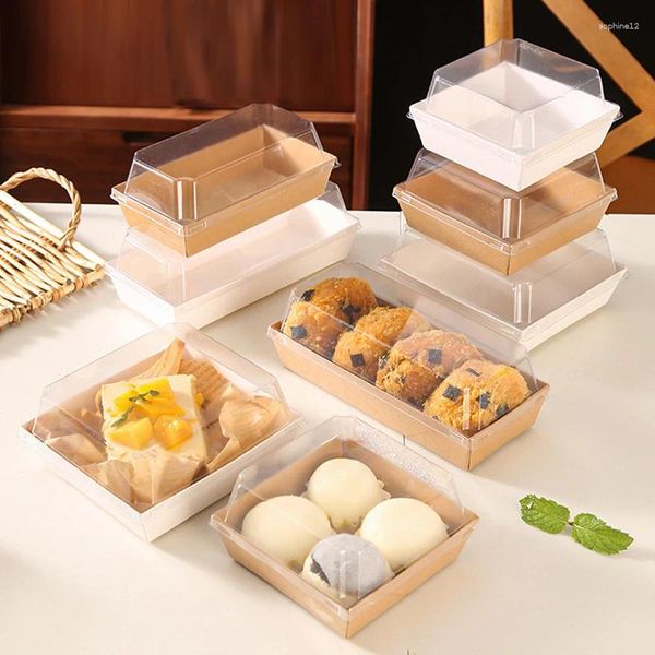 Geschenkverpackung 100pcs/Los farbenfrohe Kuchenboxen mit klarem Deckel Square Food Containers Bäckerei für Sandwichscheibe Hochzeitsfeier