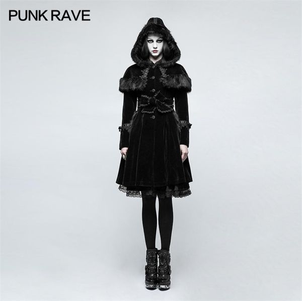 Punk Rave Fashion Gothic Lolita Женская куртка зимнее панк великолепный рождественский пальто. Случайный капюшон Косплей Косплей Длинная куртка 20108444854