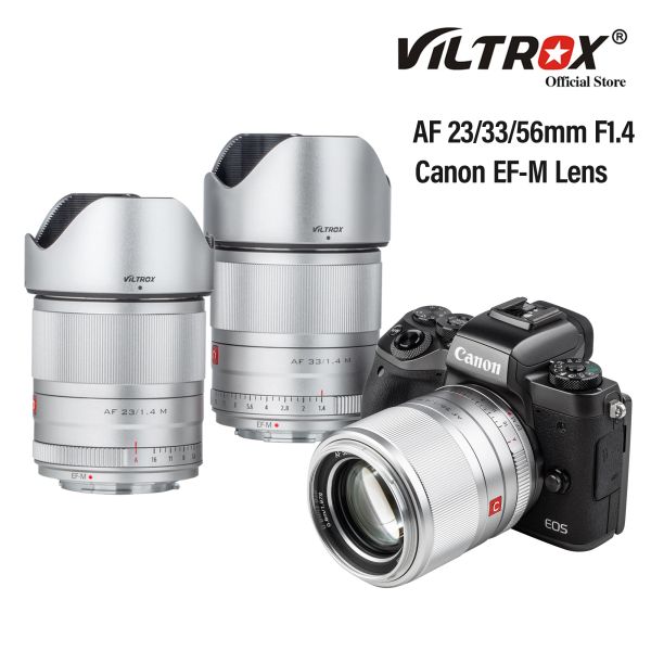 Аксессуары Viltrox для объектива Canon EFM 23 мм 33 мм 56 мм F1.4 Автоматическая портрет с широкоугольным объективом APSC Canon EOS M Camera M5 M6 M100 M200 M50