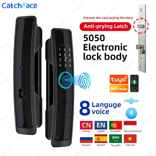 Blocca Electronic Fingerprint Biometrica Pannello smerigliato Digital Smart Door Lock WiFi Tuya WiFi App Smart Life Password IC Sicurezza scheda Sicurezza