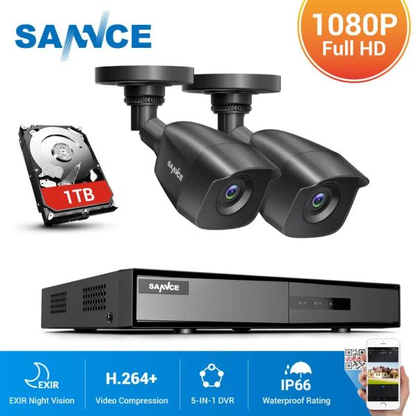 System Sannce HD 4CH CCTV -System 1080N DVR 2PCS 1080p CCTV IR Outdoor Videoüberwachung Überwachungskameras 4Ch DVR Kit