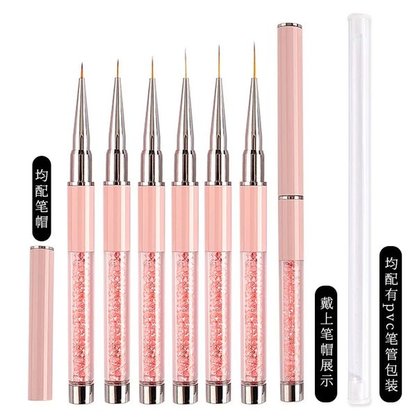 Professionelle Nagelkunstpinsel Nagellinie Pinsel Pink UV Gelmalerei Stift geschnitzte Nagelkunst Liner 3D -Strassstin