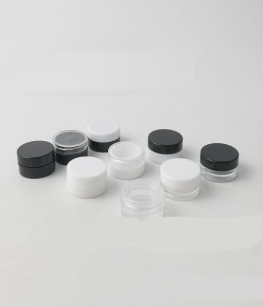 1 ml 1 g 1 Gramm Kosmetische Probe leeres Glas Plastik Runder Pot Black Schraubkappe Deckel kleine winzige 1 g Flasche für Make -up Lidschattennägel PO9653351