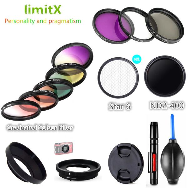 Accessoires Filter Set UV CPL ND FLD Graduierte Farbstern -Adapter -Ringlinsenhaube Kapuze für Olympus TG6 TG5 TG4 TG3 TG2 TG1 Kamera