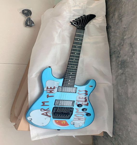 Custom Tom Morello Arm Die obdachlose Metall Blue E -Gitarre Black Bridge Tremolo Teckhalle Locking Nuss China Guitars1844698