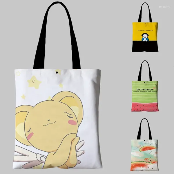 Bolsas de compras personalizadas pinturas a óleo de pintura a água de impressão de impressão de lona de tela reutilizável