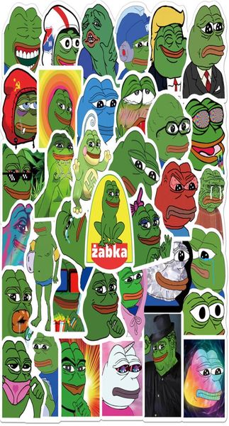 50pcslot Sad Frog Pepe GRAFITOS FONITY GRAFITI PARA TELEFONE SKATEBOLED CAPELA CAPELA BICICLARIA DIY CARRO DIY CRIANÇAS Toy Gift2575239