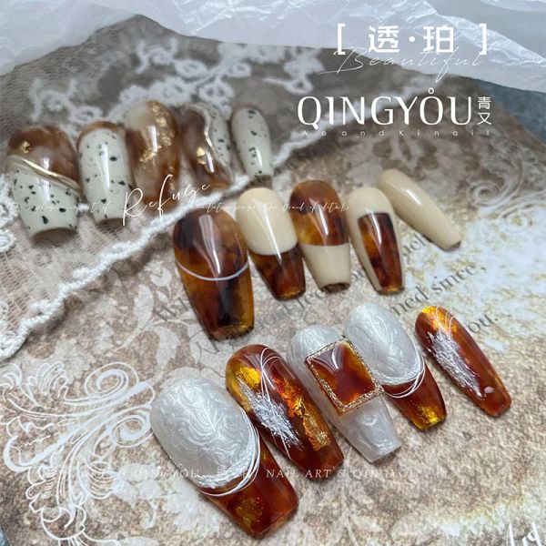 Smalto gel Amber Caramello Colori popolari in autunno inverno semi permanente vernice Hybird UV Acry per le nail art Immergiti dal gel