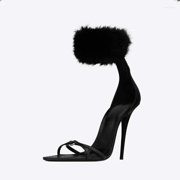 Sandali sexy designer caviglia tacco alto tallone aperto a punta di punta con cerniera elegante gladiatore sandalo party banque scarpe da donna