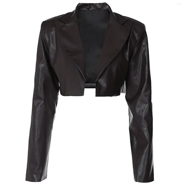 Jackets femininos 2024 Punk Style Women Leather Leation Slave Slave Slave Slapes Front Crop Cropped Outwear Cool Outwear