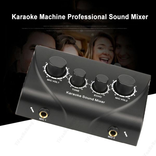 Ausrüstung EU/US Karaoke Sound Mixer Professionelles Audiosystem Tragbares Dual -Mikrofon -Eingang Audio -Sound -Mixer für Verstärkermikrofon