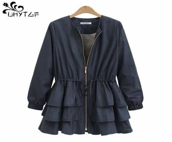 Uhytgf Spring Autumn New Womens Clothes Coat per donne gonna di moda plus size slim rotagoneria a vento a vento crollo top 115 A5333826