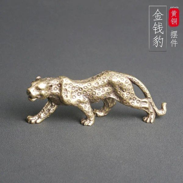 Brincos de colar definir pura decoração de tábua de leopardo de latão que atrai riqueza escultura em artesanato de artesanato cultural pet de chá brincalhão