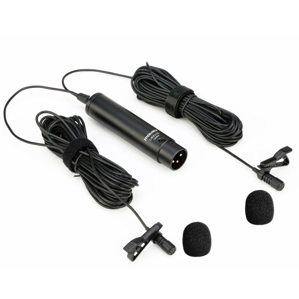 Microfones Mouriv CMX202 Dual Lavalier Cardioid Microfone Phantom Power Lappel Compatível com câmera Zoom Zoom Tascam Sony