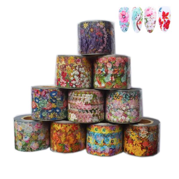 Украшения 10rolls Dry Flower Designs наборы фольги 4 см*50 м наклейки лаванды для ногтей