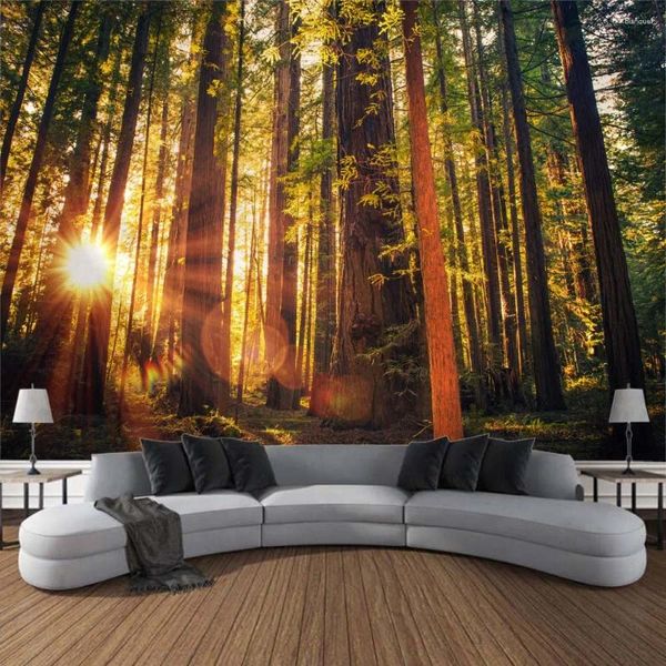 Wandteppiche schöne natürliche Wald Wandteppich 3D Druckwand Hanging Bohemian Room Decoration Decke Hippie Home Art Kunst