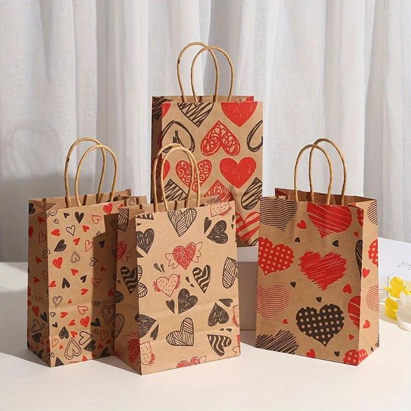 Wrap regalo 24pcs San Valentino Giorno Amore sacchi di carta che avvolge la confezione con la festa di nozze favorisce lo shopping tote