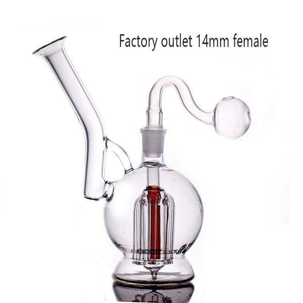 Großhandel Glass Bong Shishs Matrix Wasserrohre 6 Arm Baum Perc Rauchrohr Wabe Recycler DAB Rig Bubbler Trockener Kraut Zigarettenrohr mit 14 mm männlicher Öladapter